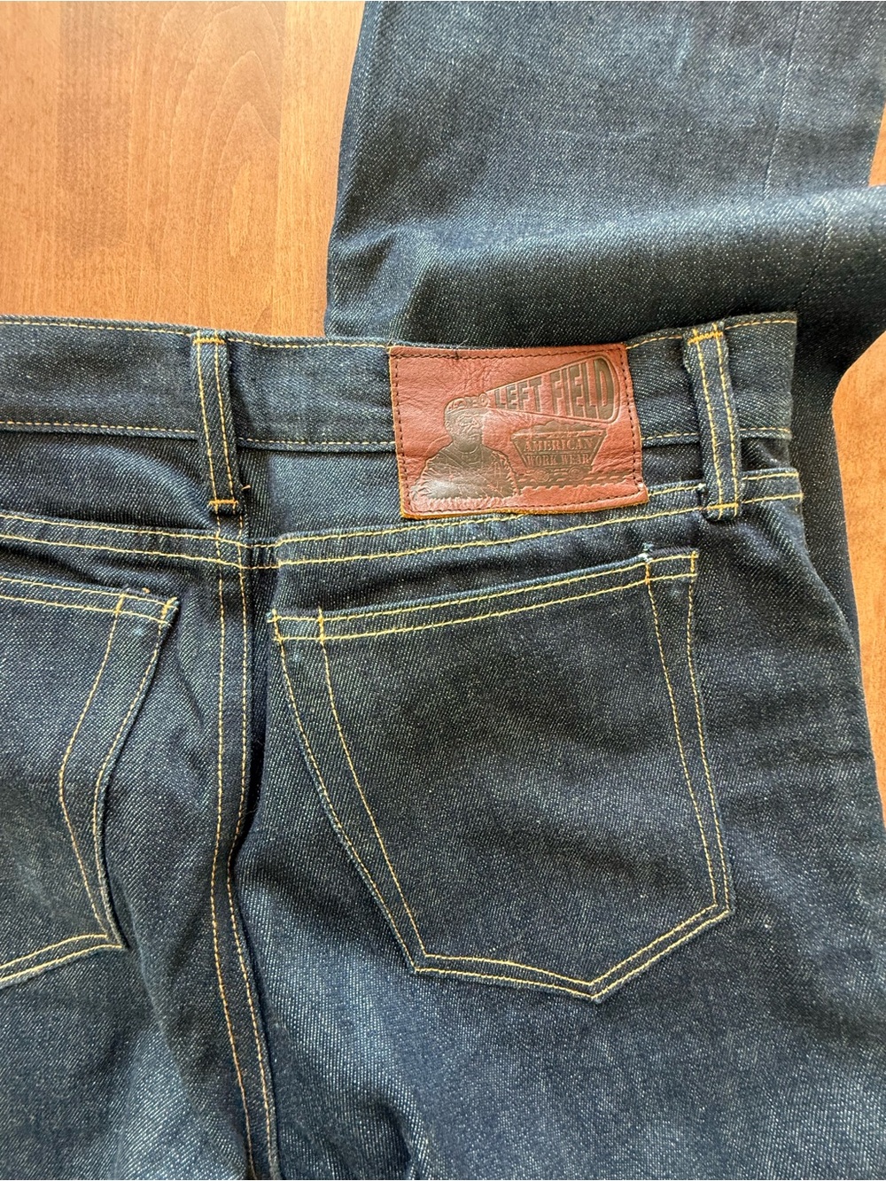 left field size 33x36 Men's Dark Indigo Raw Selvage Jeans